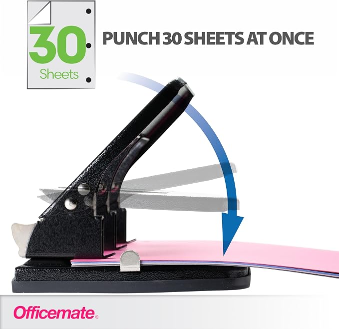 Officemate 3-Hole Punch, Medium Duty, 30-Sheet Capacity, Ergonomic Handles - Image 2