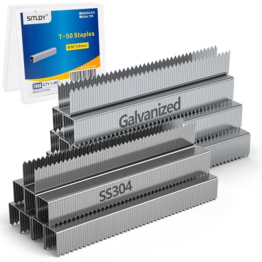 Heavy Duty T-50 Staples 9/16 Inch Length 1462-Count, 3/8" Crown Beveled by SITLDY