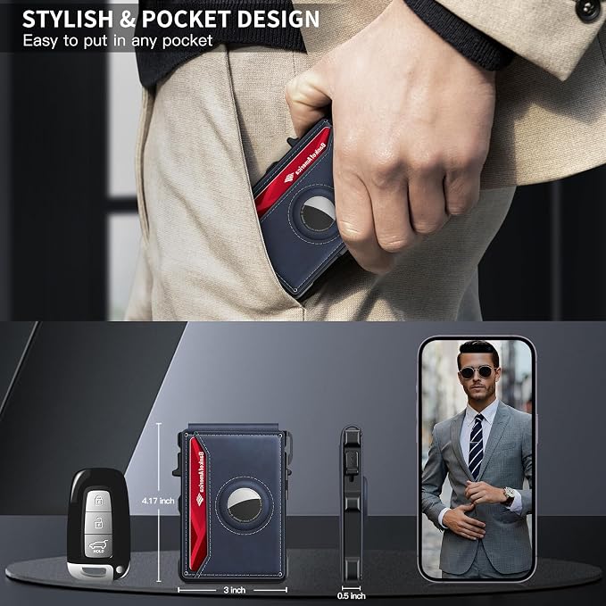 KIKVES Airtag Wallet for Men, Mens Smart Wallet for Air Tag RFID Blocking - Image 7