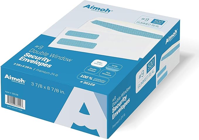 Aimoh #9 1000 Double Window Security Business Mailing Envelopes - Image 5