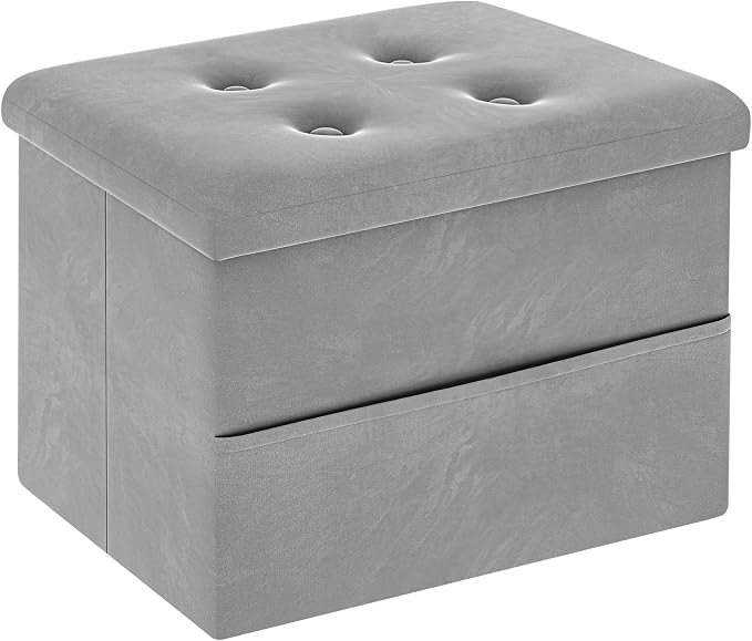 ZOES HOMEWARE Small Storage Ottoman Foot Rest, Velvet Ottoman by ZOESHOMEWARE