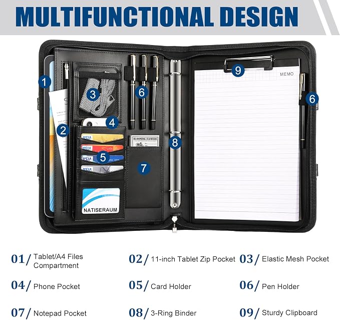 Portfolio Binder 3 Ring Includes Pen and 5 Dividers - Image 5
