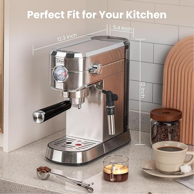 Gevi Espresso Expresso Machine 20 Bar with Auto Milk Frother, Professional Espresso Maker with Steam Wand, Compact Stainless Steel Cappuccino & Latte Machine, Gift for Coffee Lover, Home Baristas-DeskLoop Office