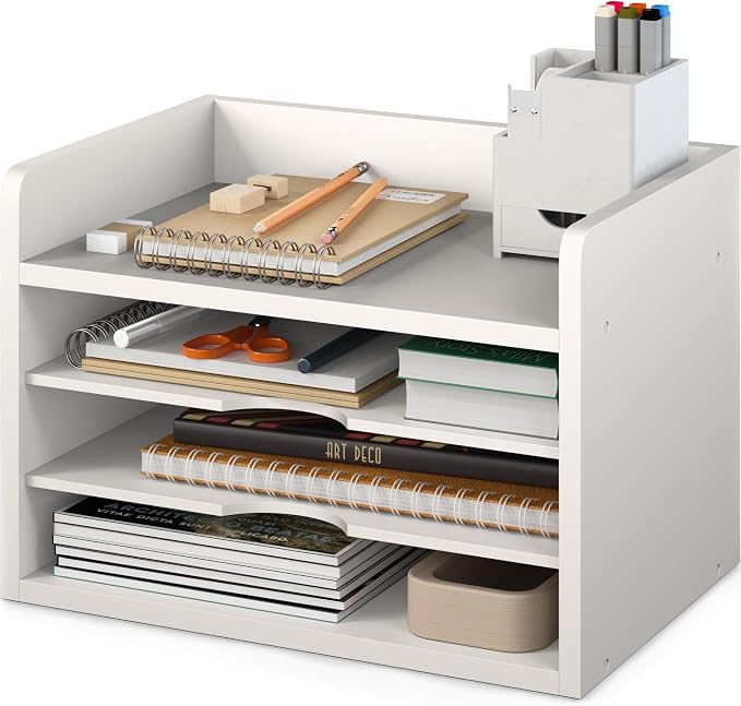 Ballucci File Organizer, 4-Tier Office Desk Organizer, Open Top Wood Paper - Image 9