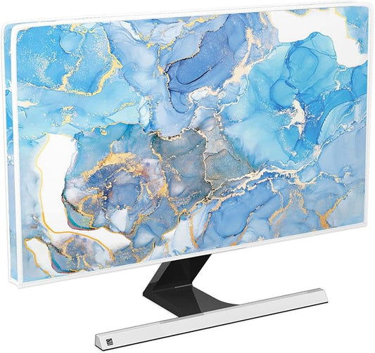 Baocicco Baby Blue Gold Marble Waterproof Screen TV Cover 55 Inch Modern by Baocicco
