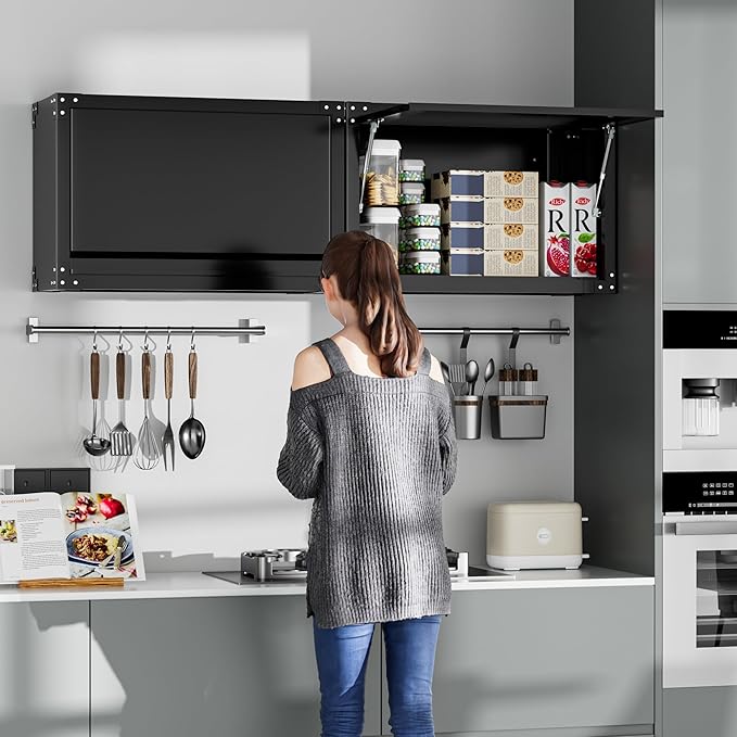 INTERGREAT Metal Wall Cabinet, Wall Cabinets with Lockable Doors and Adjustable Shelves,20" H Cabinets Storage for Garage, Warehouse, Bathroom, Kitchen(Black)-DeskLoop Office