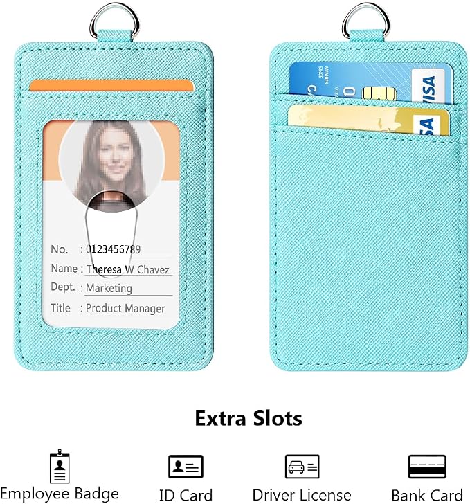 Leather Badge Holder and Adjustable Retractable Lanyards, Quick Release Buckle - Image 3