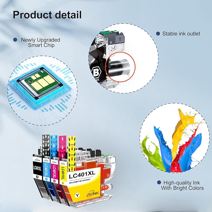 LC401XL Ink Cartridges for Brother Printer Compatible for LC401 Replacement for Brother LC401 Ink Cartridges LC401XL High Yield to use with MFC-J1010DW MFC-J1012DW MFC-J1170DW Printer (4 Pack, XL)-DeskLoop Office