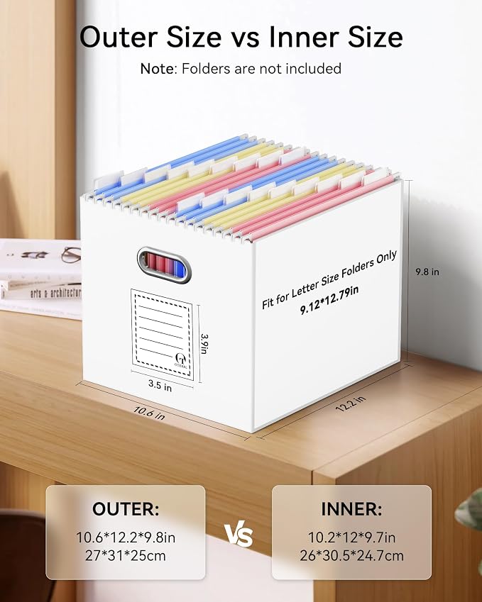 Oterri Large File Organizer Box, Portable Collapsible Cardboard File Folder - Image 2