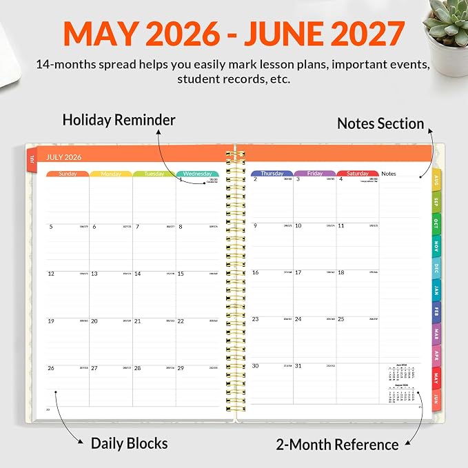 SUNEE Teacher Planner 2026-2027 Academic Year, Lite Lesson Planner Book - Image 3