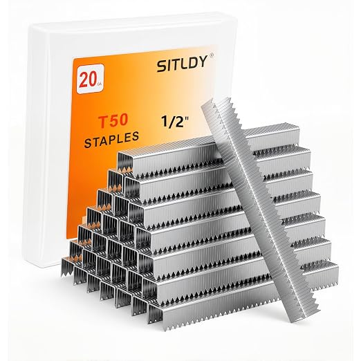 Heavy Duty T50 1/2- inch Length Staples 1420-Count, 3/8 Crown 20 Gauge Beveled by SITLDY