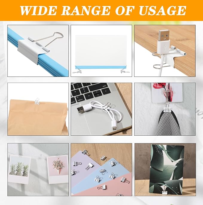 Jetec 300 Pack 0.6in/15mm White Metal Binder Clips Bulk Small Reusable Fold - Image 6