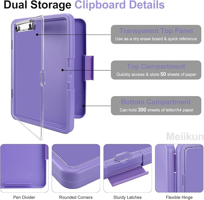 Meiikun Clipboard with Storage, Clip Boards 8.5x11 with Dual Storage, Plastic - Image 5