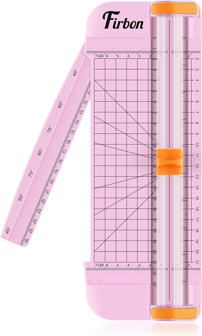 Firbon Pink A5 Paper Cutter, Straight Small Paper Trimmer with Side Ruler for Scrapbooking Craft, Paper, Coupon, Label, Cardstock-DeskLoop Office