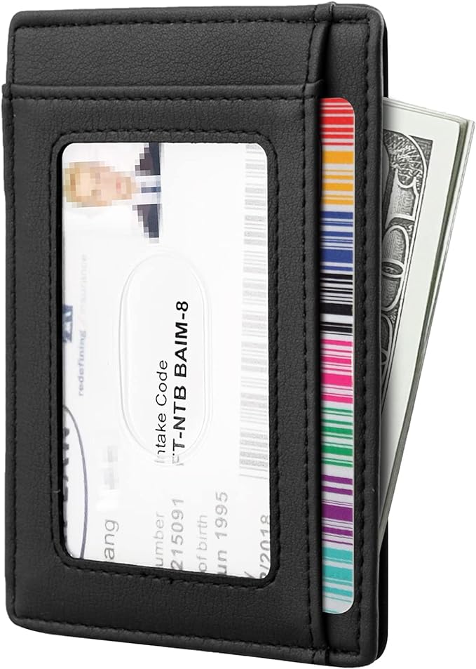 Travelambo Front Pocket Minimalist Leather Slim Wallet RFID Blocking Medium Size - Image 2