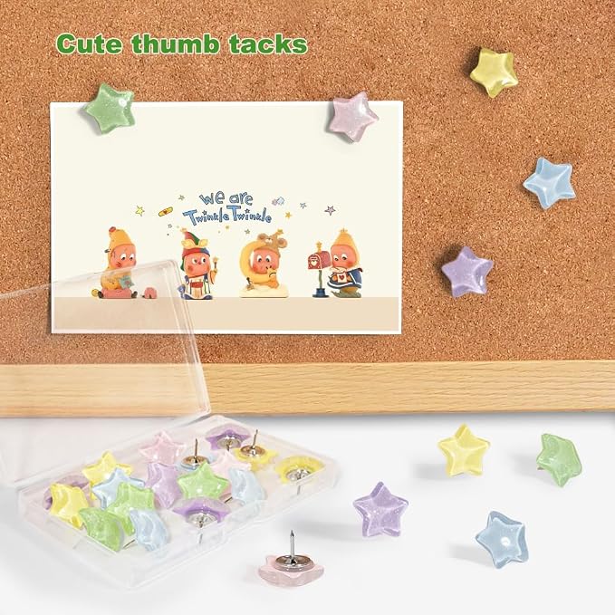 30Pcs Cute Star-Shaped Decorative Push Pins, Bulletin Board Tacks, Cork Board - Image 4