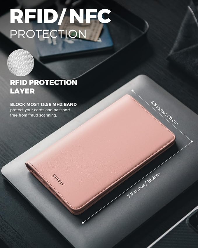 VULKIT Passport Holder Wallet RFID Blocking Travel Wallet - Image 3