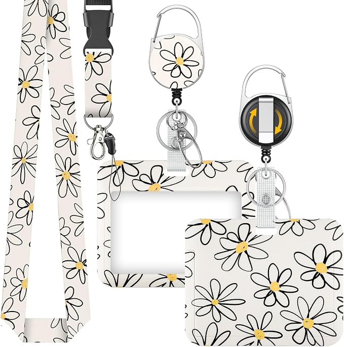 Uniclife Fashionable Sliding Badge Holder Flower Pattern by UnicLife