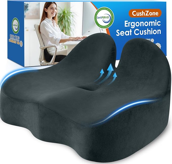 CushZone Seat Cushion, Memory Foam Office Chair Seat Cushion by CushZone