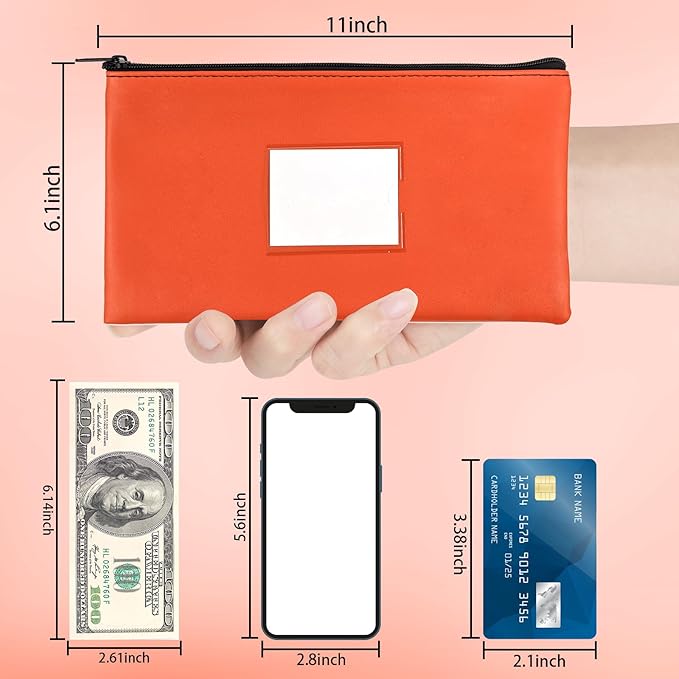 7Pieces Money Bags with Zipper, Money Pouch, PU Bank Deposit Bags, Bank Bag - Image 3