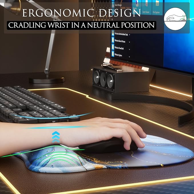 MROCO Ergonomic Mouse Pad with Gel Wrist Rest, 9.4 x 8.1 in, Gel Wrist Comfort - Image 5