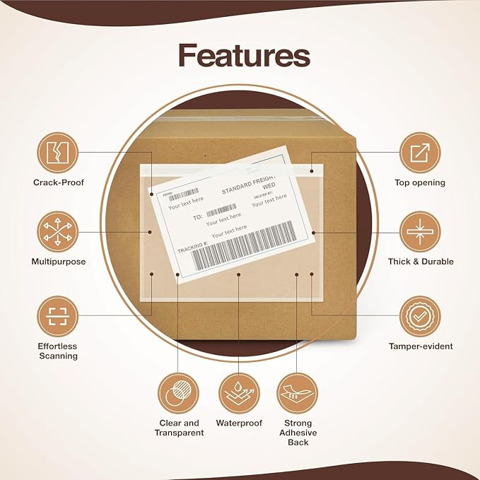 9.5x12 Shipping Label Sleeves 300 Pack Strong Adhesive Back - Image 4