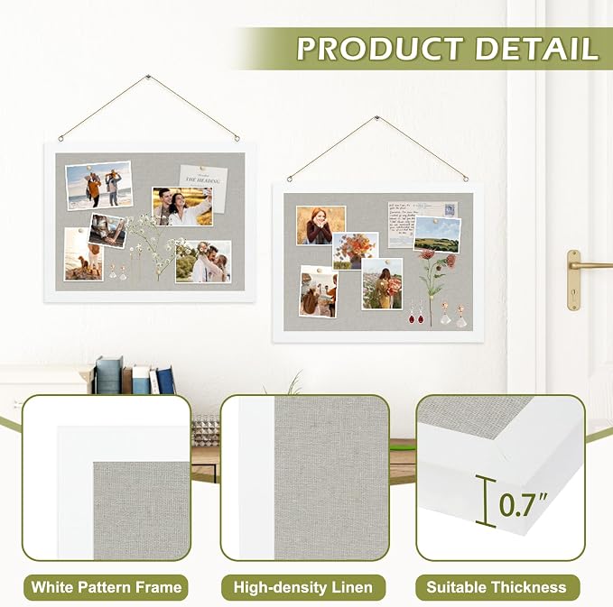 2-Pack Double-Sided Wood Framed Cork Board - Image 2