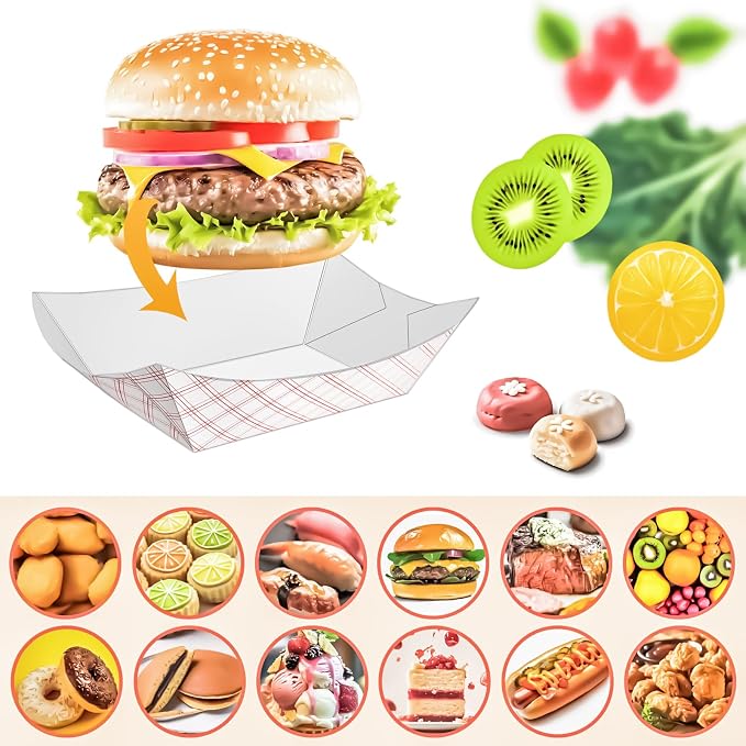 50 Pack Checkered 2Lb Paper Food Boat Trays Disposable Paper Boats Containers - Image 7
