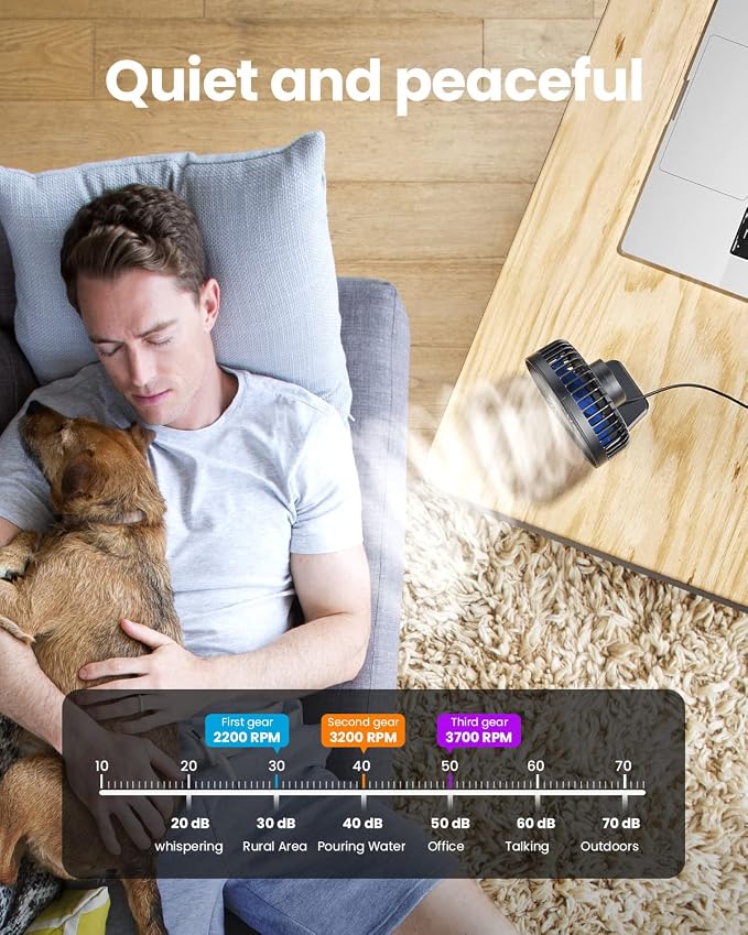 Gaiatop USB Desk Fan, Small But Powerful, Personal Portable Quiet 3 Speeds - Image 7