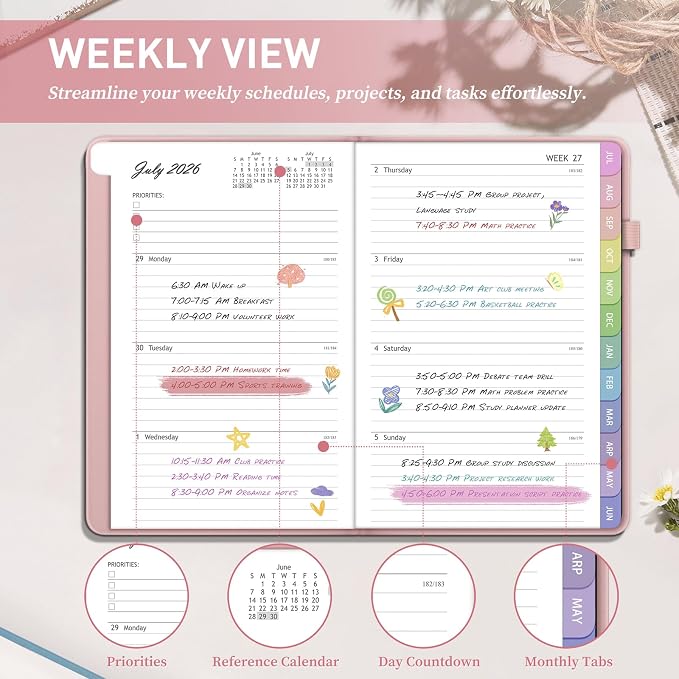 Academic Planner 2026-2027, Weekly and Monthly Academic Year Calendar Planner - Image 4