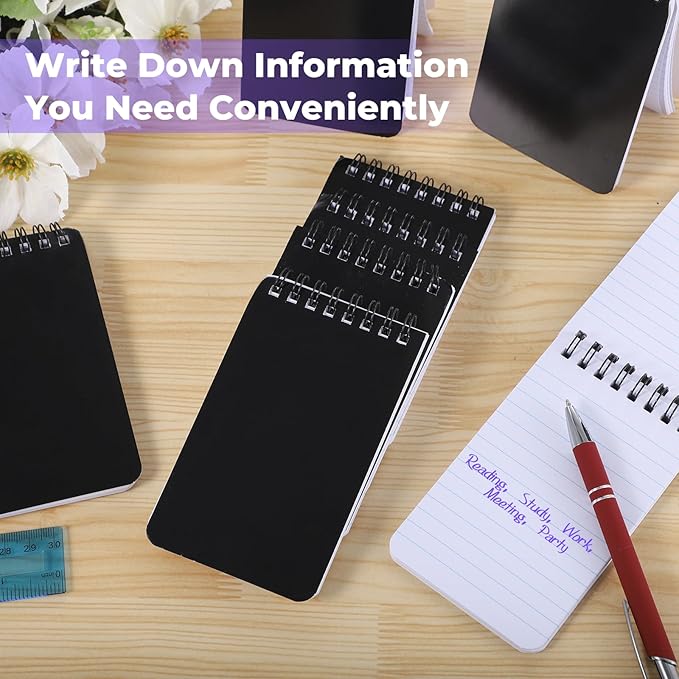 Small Spirals Notepads, 50 Pcs 3 x 5 Inches Mini Notebooks, 60 Sheets Mini Portable Pocket Notebook, Top Bound Notebook Memo Pads for Home Office School-DeskLoop Office