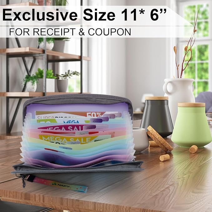NAFY Small Accordian File Organizer, A5 Check Size 13 Pockets Coupon Receipt - Image 2