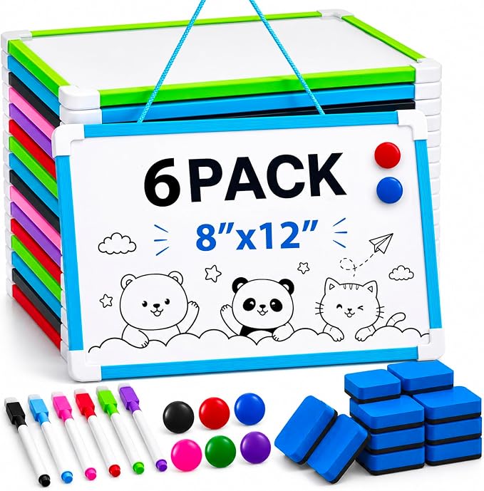 Colarr 6 Set Hanging Magnetic Dry Erase Board Small Double Side White Board by Colarr