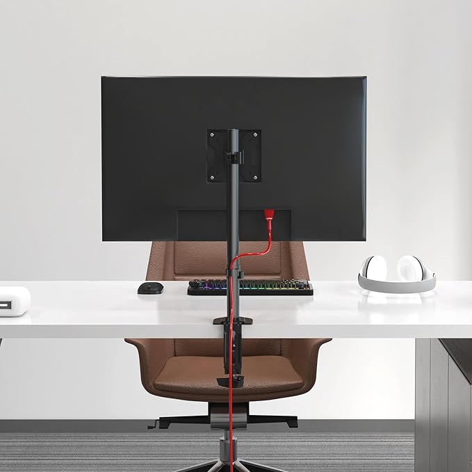 Pholiten Single Monitor Stand, Heavy Duty Adjustable Monitor Arm Desk Mount for 13-32Inch, Tilt, Swivel, Rotate, Support 22 lbs,Black-DeskLoop Office