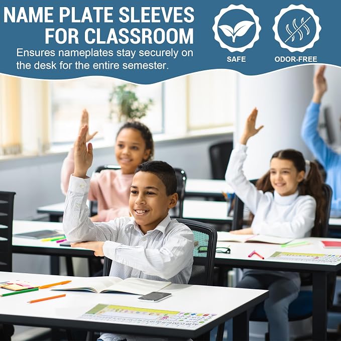 40 PCS Nameplate Pocket, 12.9" x 4.7" Adhesive Desk Nameplates Sleeves Name Tag - Image 5