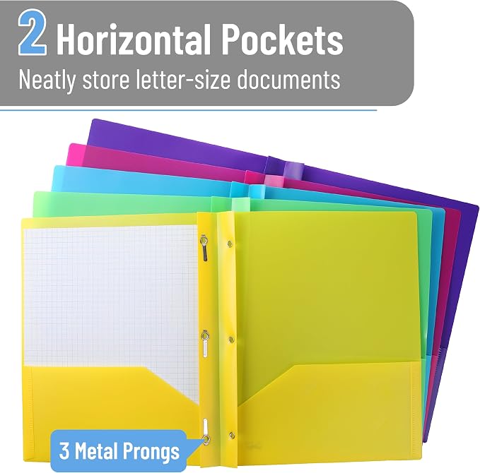 Mr. Pen- Plastic Folders with Pockets and Prongs, 30 Pack, Tear Resistant - Image 3