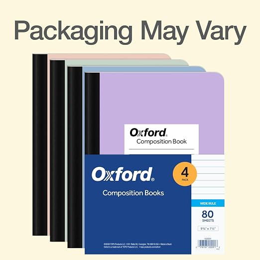Oxford Composition Notebooks, 4 Pack, Wide Ruled, 7.5 x 9.75 Inches, 80 Sheets - Image 8