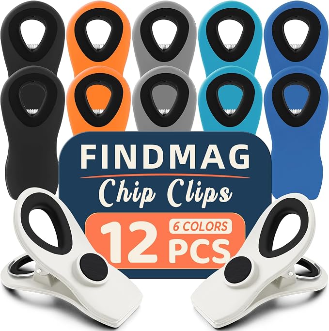 FINDMAG Chip Clips Bag Clips, 12 Pack Plastic Clip by FINDMAG