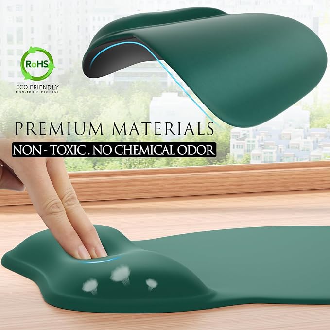MROCO Ergonomic Mouse Pad with Gel Wrist Rest, 9.4 x 8.1 in, Forest Green | - Image 5