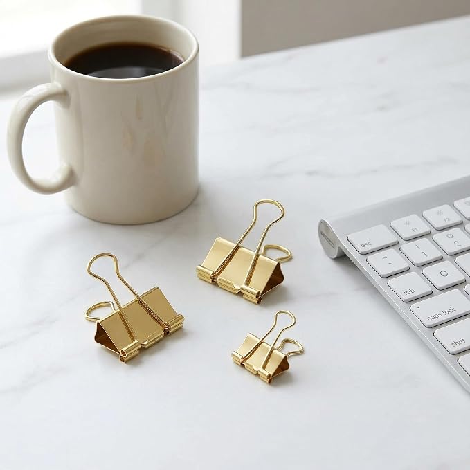 Fasmov 174 Pcs Gold Binder Clips Paper Clamps, Office Clip - Image 9