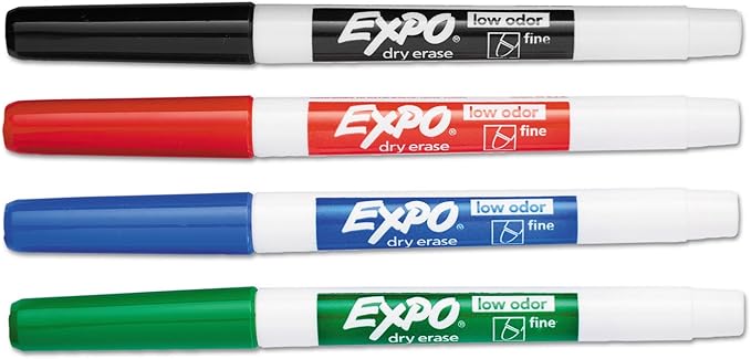 EXPO 86074 Low Odor Dry Erase Marker Fine Point Assorted 4/Set by Unknown