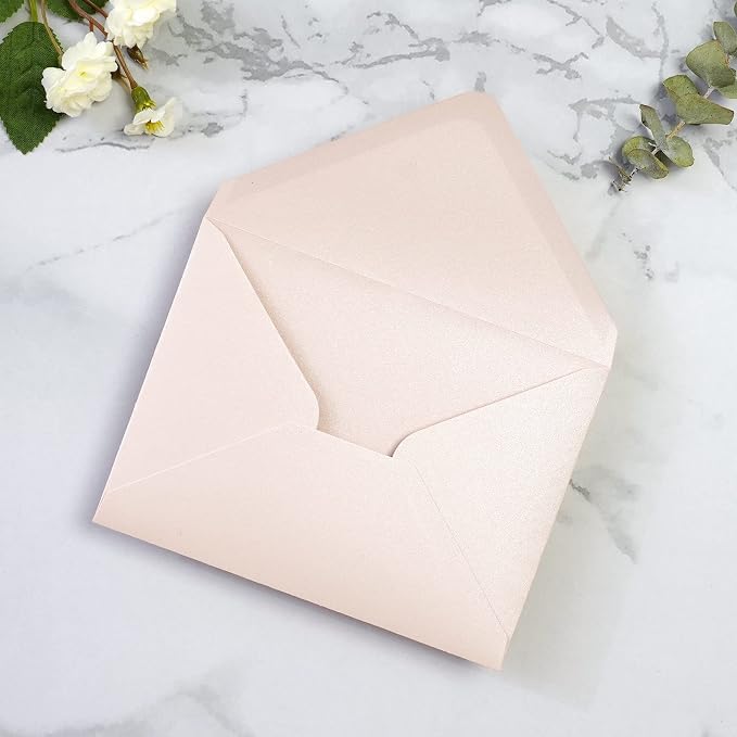 PONATIA 50 Pack A1 Envelopes, 3.62 x 5.2'' Blush Pink Envelopes Perfect - Image 4