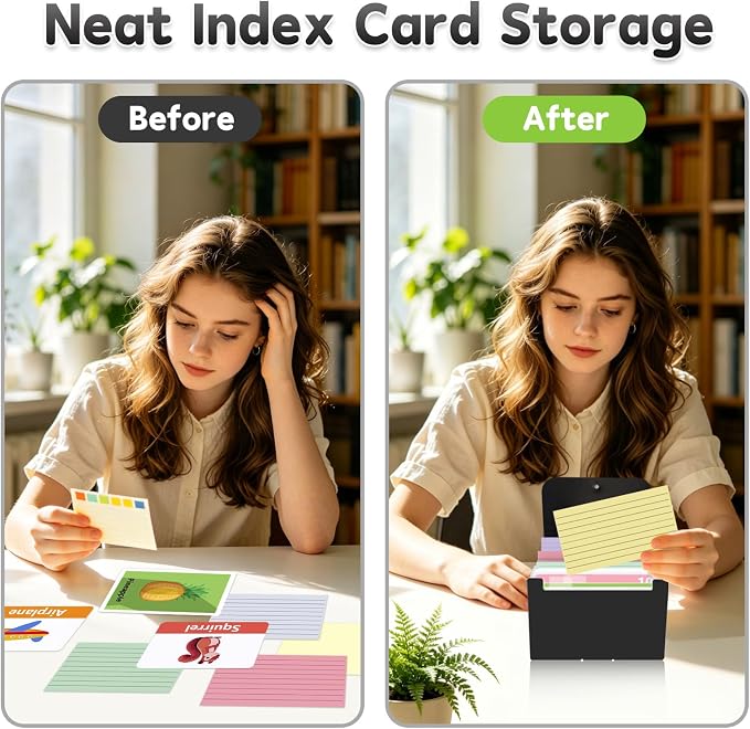 DHATMYC 4x6 Index Card Organizer Holder File Box 3x5 Inch Note Flash Card - Image 5