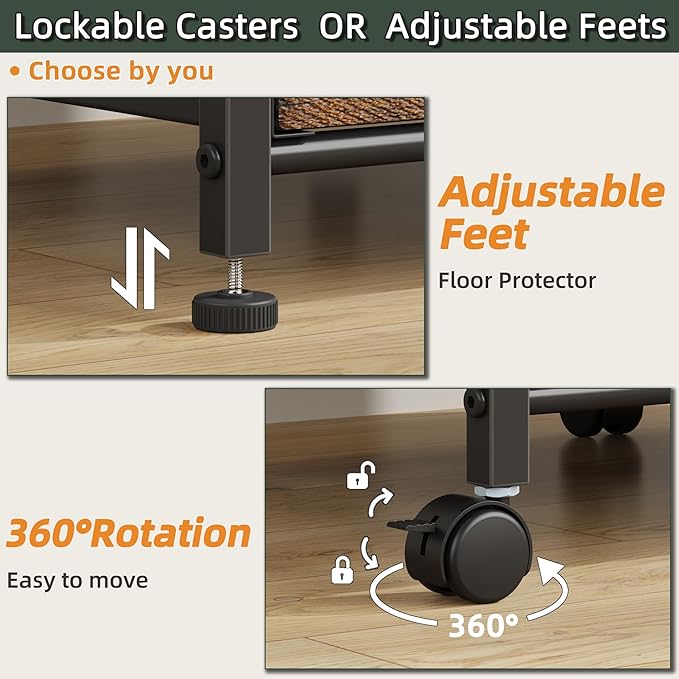 4 Drawer Lateral File Cabinet, Mobile Filing Cabinet for Large Printer, Home Office Functional Small Office Storage Cabinet & Printer Stand, Fabric Drawer, Fits Letter/A4, Rustic Brown-DeskLoop Office