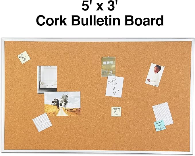 Staples Cork Bulletin Board, 5 x 3 Feet, Aluminum Frame, Vertical or Horizontal - Image 2