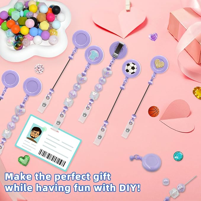 60pcs Purple Beadable Badge Reels Making Kits - Image 2