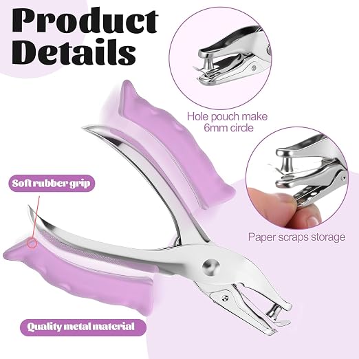 LMENGJ 12 Pcs Single Hole Punch Handheld 1/4 Inch Hole Paper Punch - Image 3