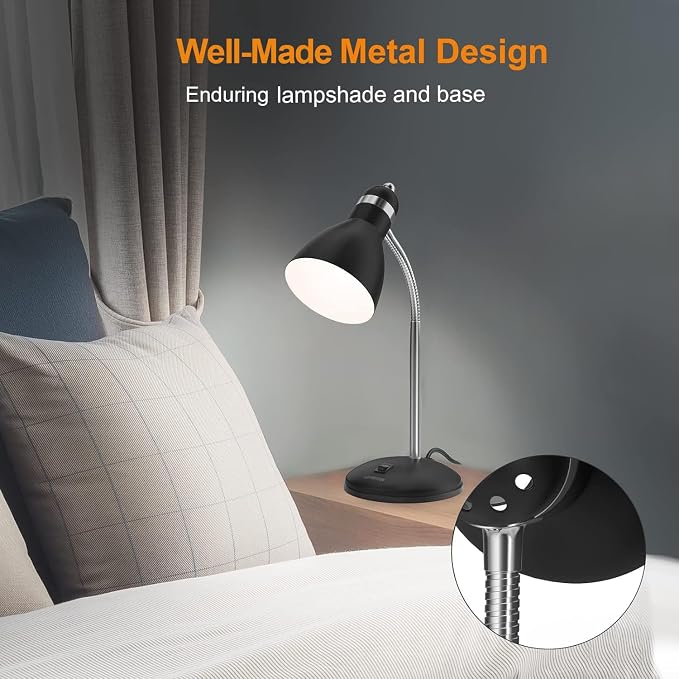 LEPOWER Metal Desk Lamp, Adjustable Goose Neck Table Lamp, Eye-Caring Study - Image 3