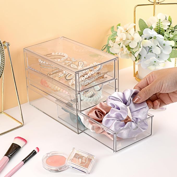 Hipiwe 3 Drawers Acrylic Drawer Organizer Clear Desktop Organizer - Image 7