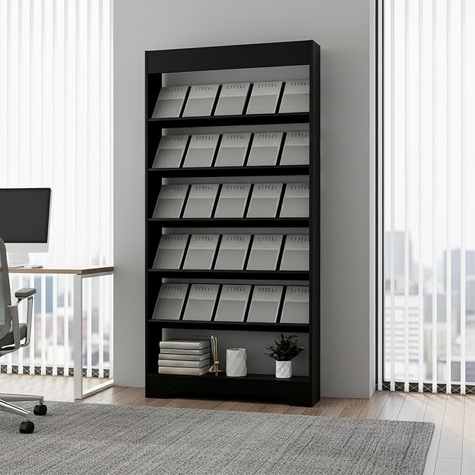 LHIUGE 6-Layer Brochure Display Rack, Freestanding Wooden Magazine Rack - Image 6